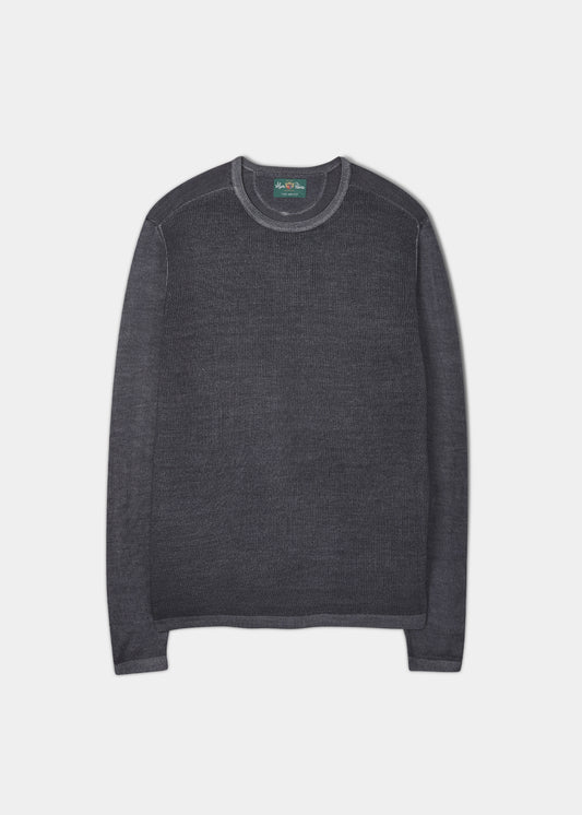 Kennford Faded Dye Merino Crew Neck Jumper In Lead 