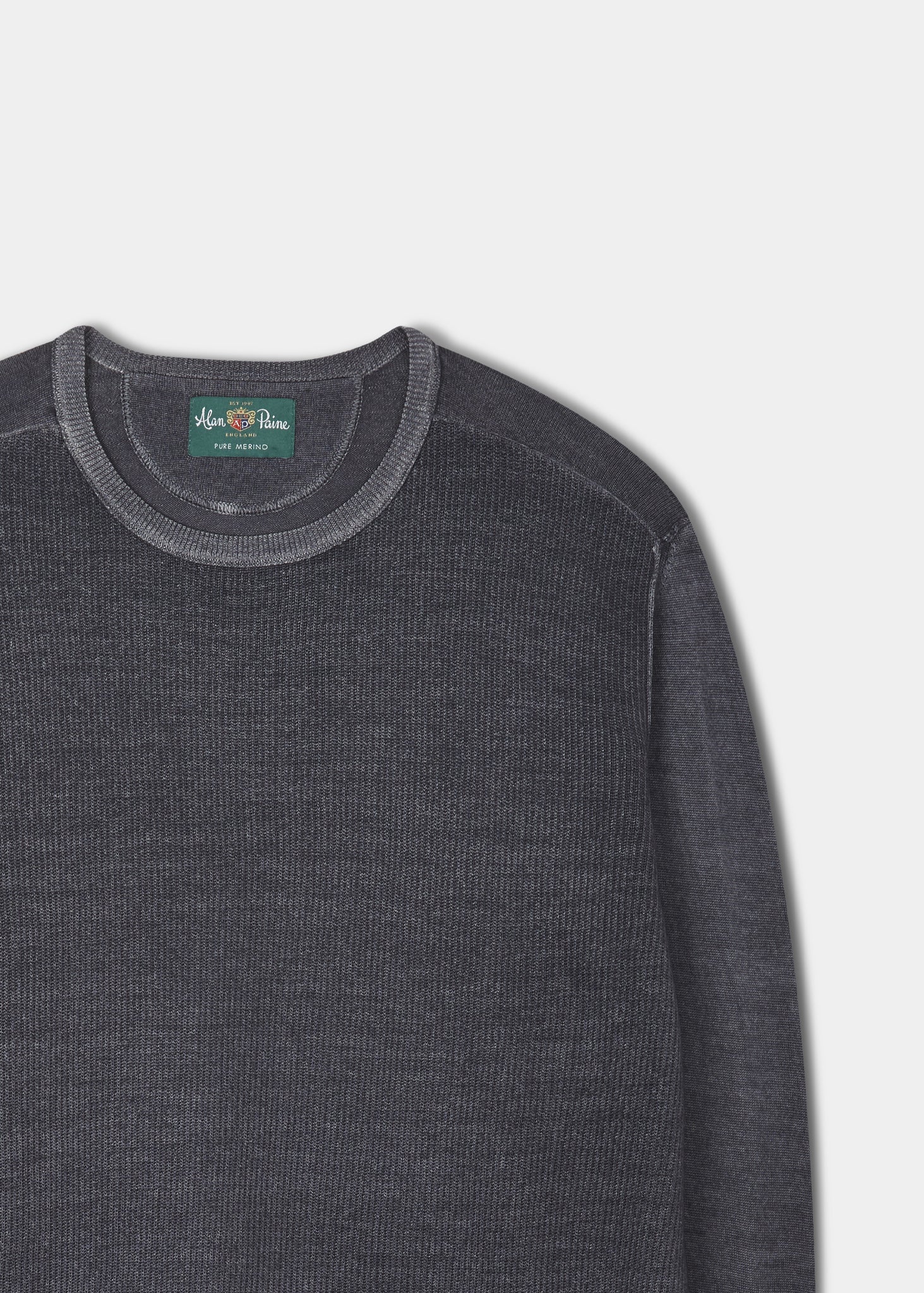 Kennford Faded Dye Merino Crew Neck Jumper In Lead 