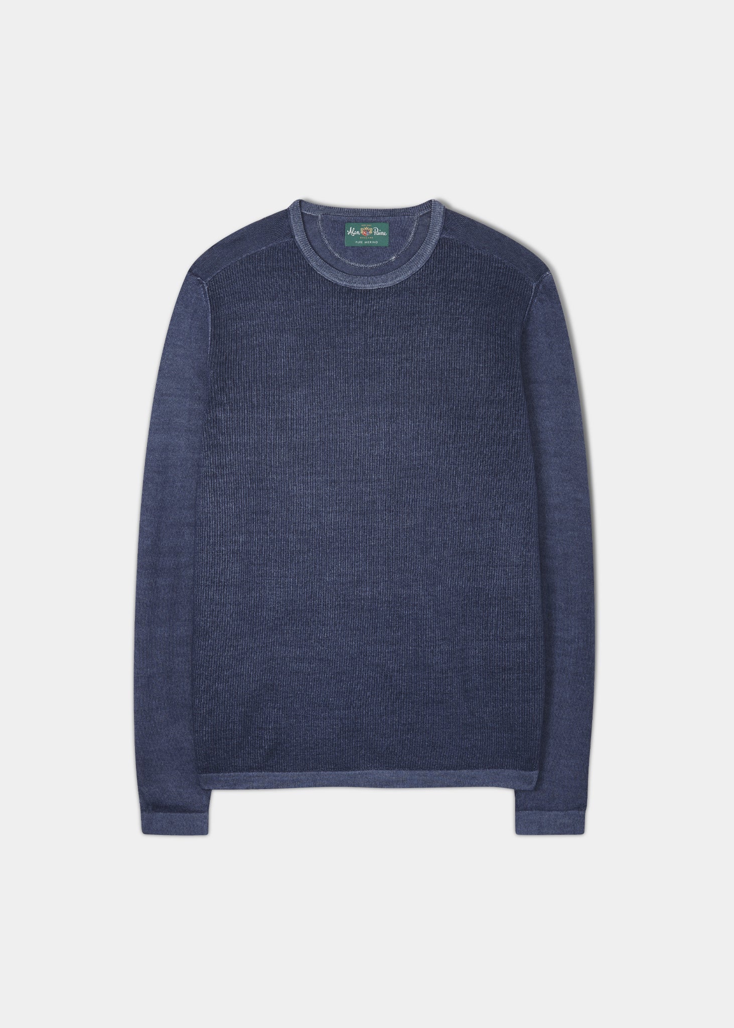 Kennford Faded Dye Merino Crew Neck Jumper In Nightshade