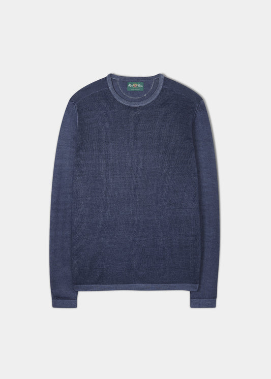 Kennford Faded Dye Merino Crew Neck Jumper In Nightshade