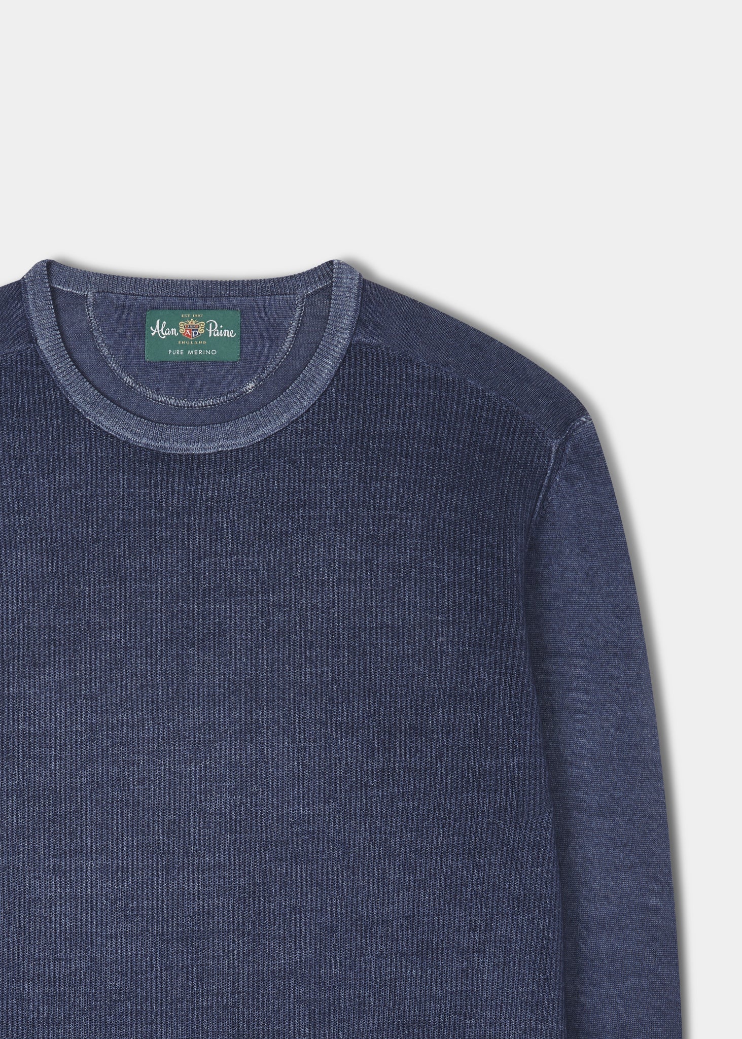 Kennford Faded Dye Merino Crew Neck Jumper In Nightshade