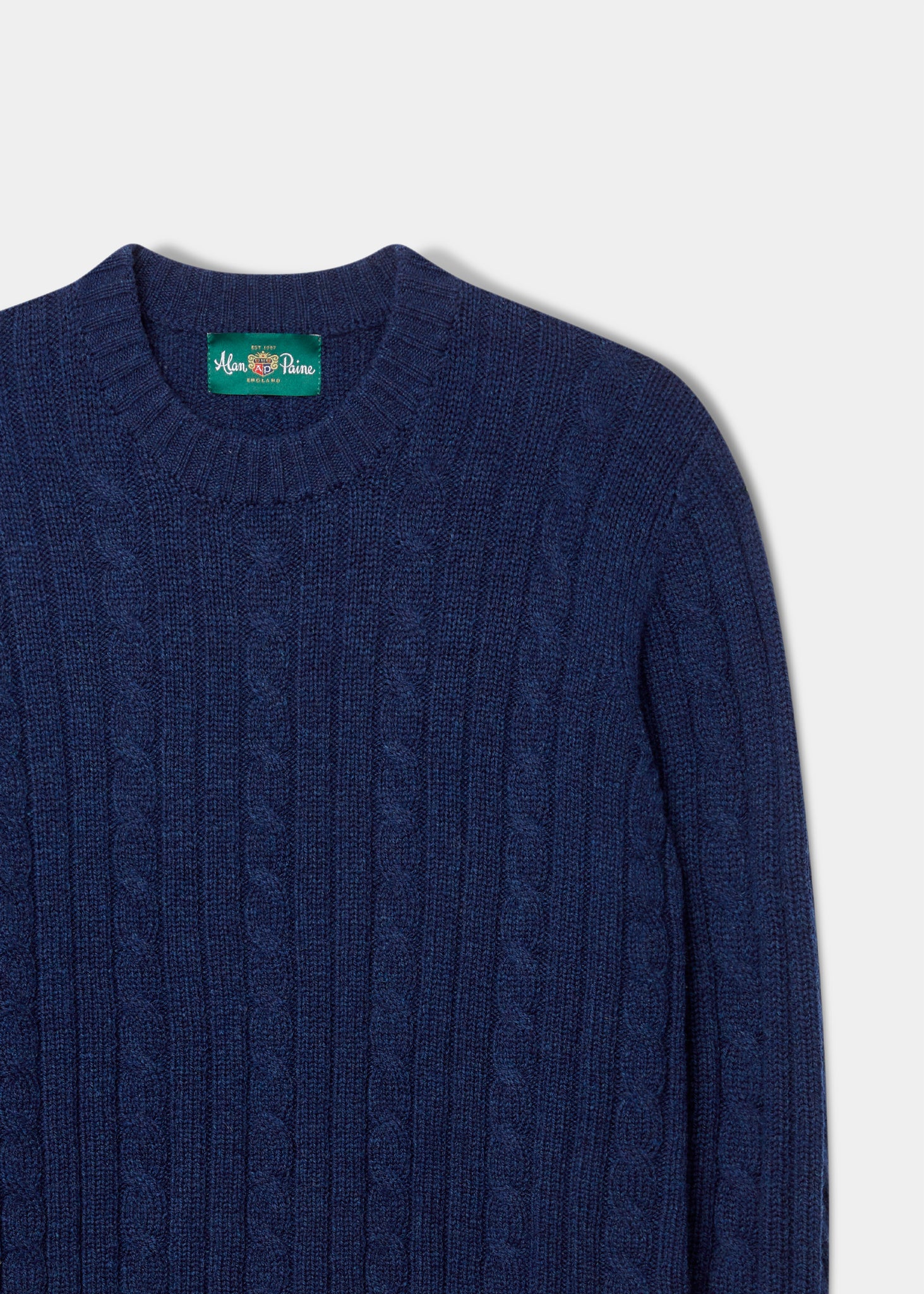 Men's Lambswool Cable Knit Jumper in Indigo – Alan Paine UK