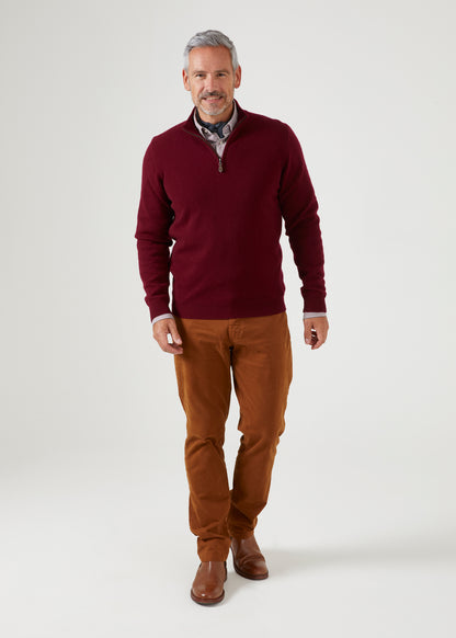 lambswool-quarter-zip-jumper-bordeaux