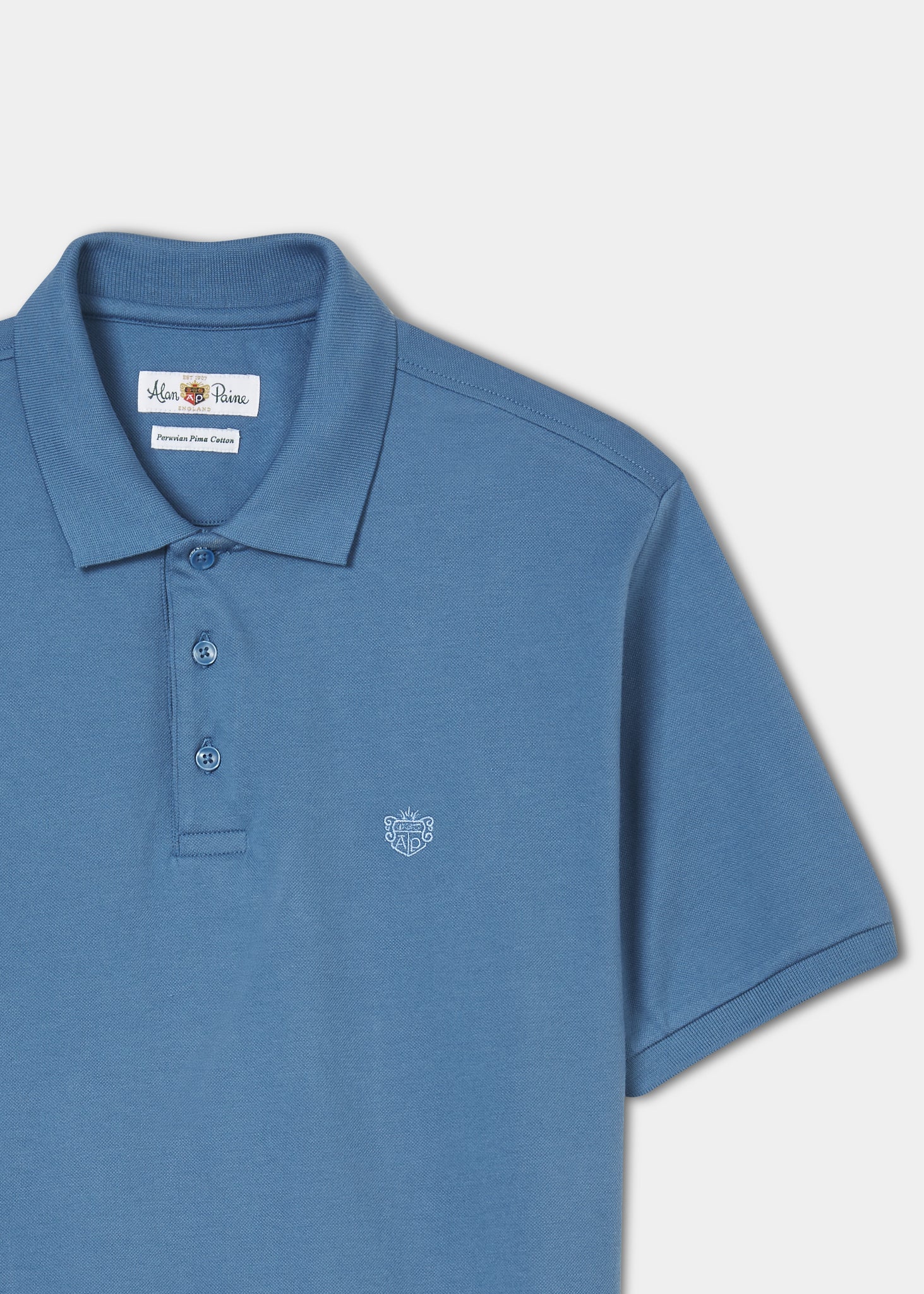 Men's Pique Polo Shirt In Mid Blue Men's Polo Shirts – Alan Paine