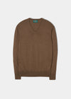 Millbreck Men's Merino Wool V Neck Jumper in Chestnut