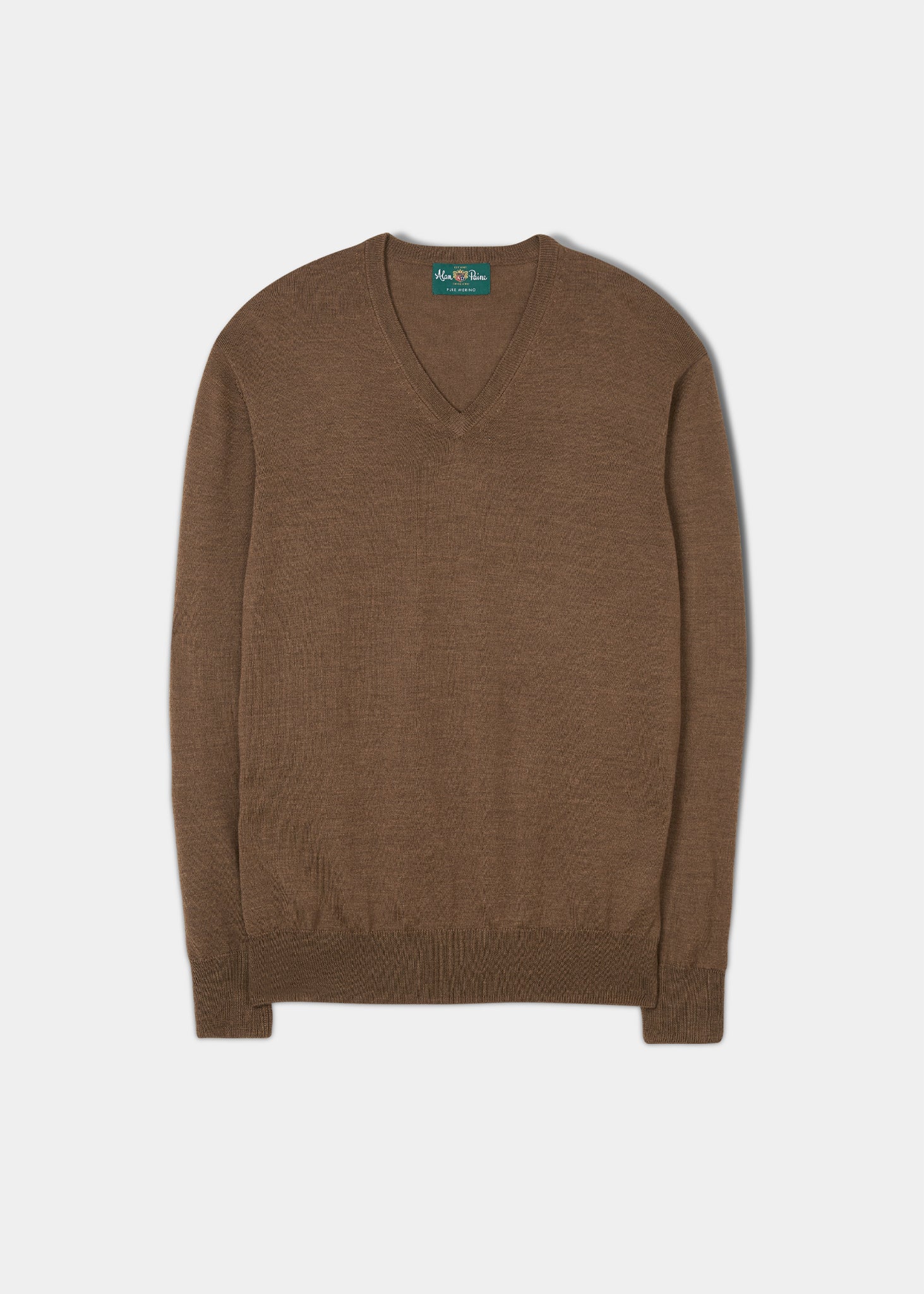 Millbreck Men's Merino Wool V Neck Jumper in Chestnut