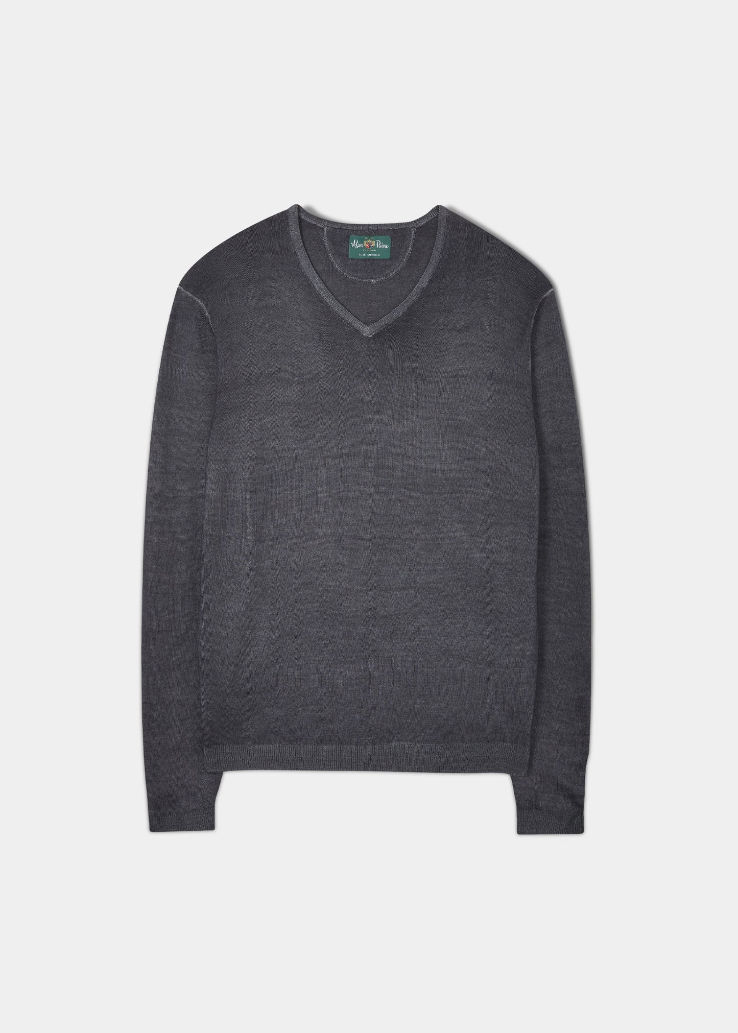 Oldstead Faded Dye Merino V Neck Jumper In Lead