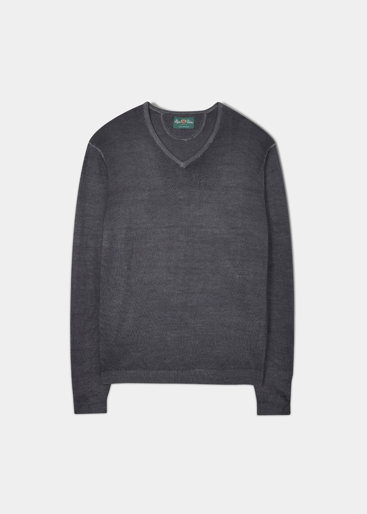 Oldstead Faded Dye Merino V Neck Jumper In Lead