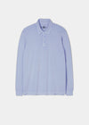 Men's long sleeve faded dye polo in light blue