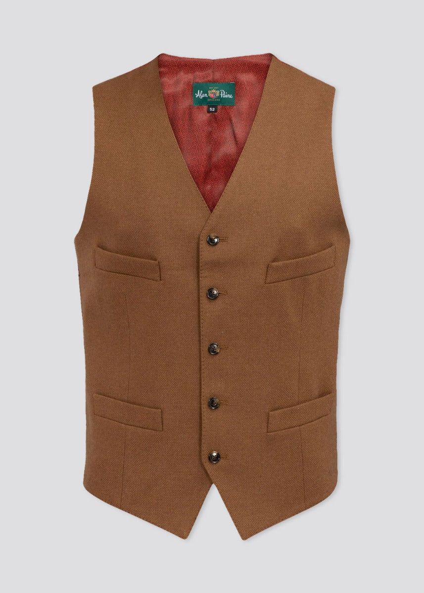 Surrey Men's Plain Waistcoat In Brown - Regular Fit