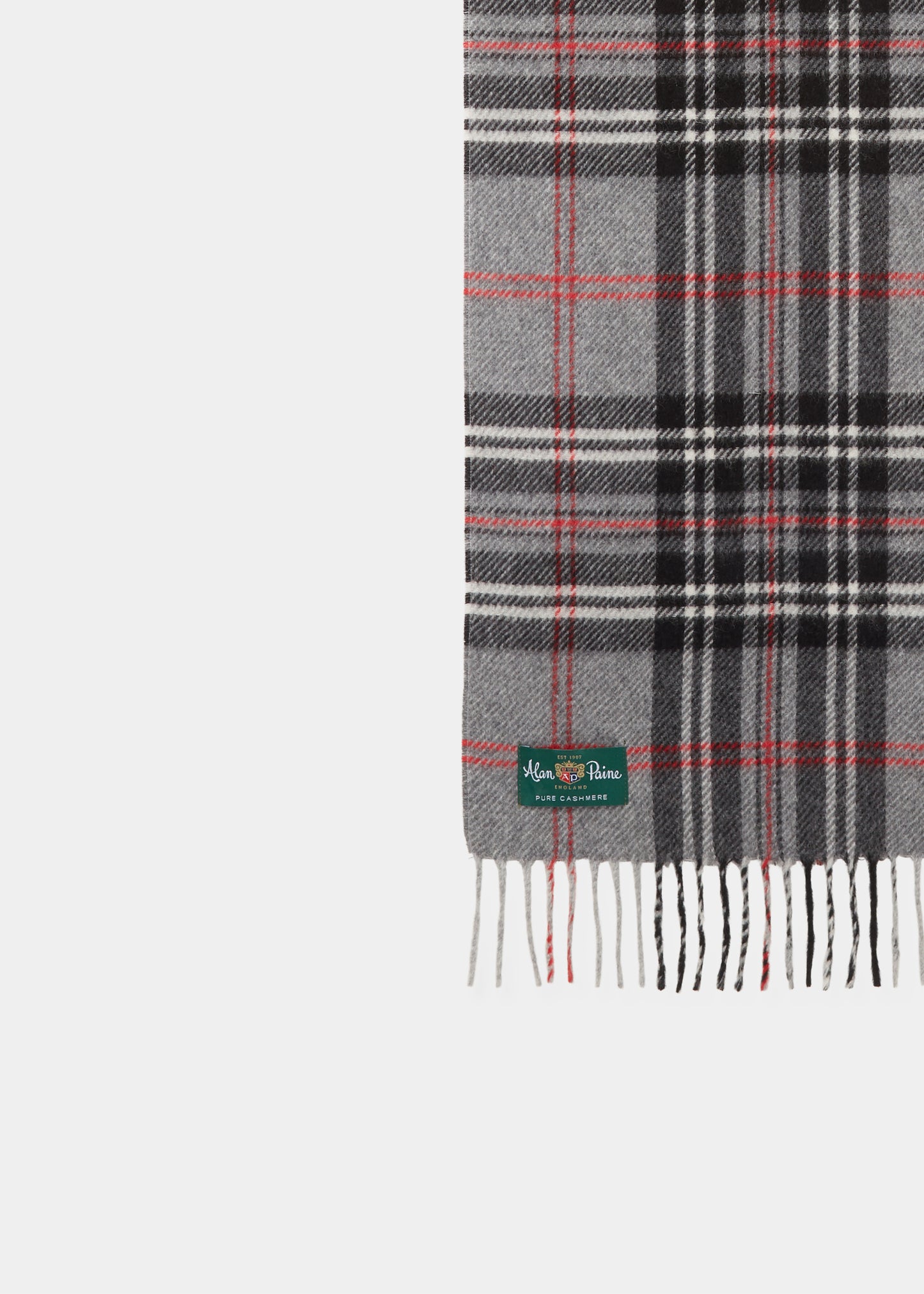 Wardlow Cashmere Check Scarf in Grey